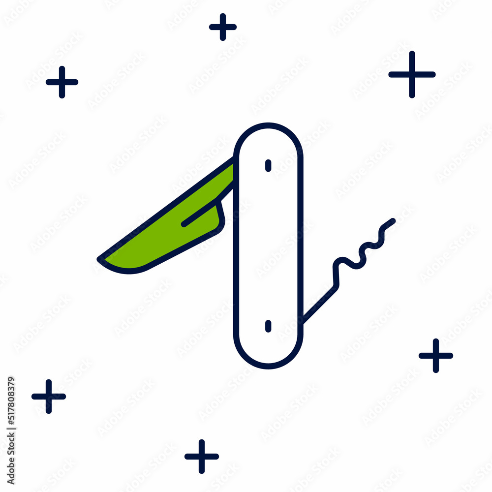 Wall mural Filled outline Swiss army knife icon isolated on white background. Multi-tool, multipurpose penknife. Multifunctional tool. Vector