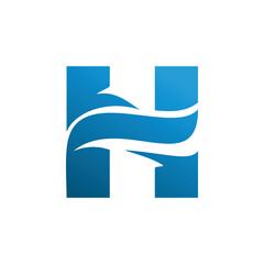group letter h blue wave logo design