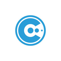blue circle letter c logo design