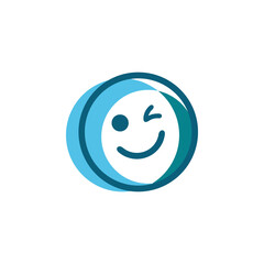 happy circle face logo design