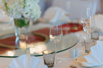 empty glass water with bokeh background
