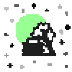 Filled outline Car damaged by fallen tree icon isolated on white background. Auto insurance case. Car crash with tree, road accident. Vector