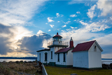 West Point Lighthluse, Seattle, Washington, Puget Sound, Near Sunset