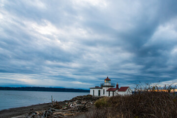 West Point Lighthluse, Seattle, Washington, Puget Sound, Near Sunset