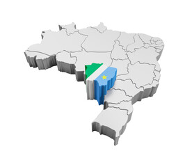 Brazil map with Mato Grosso do Sul state flag in 3d render