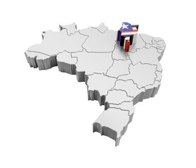 Brazil map with Maranhão state flag in 3d render
