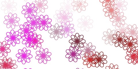Fototapeta na wymiar Light Purple, Pink vector natural backdrop with flowers.