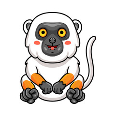 Cute sifaka lemur monkey cartoon sitting - obrazy, fototapety, plakaty