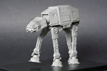 Obraz premium The All Terrain Armored Transport (AT-AT) was a four-legged combat walker from the line of all-terrain vehicles used in the Star Wars universe.