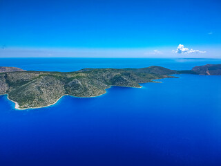 Aerial panoramic view of Peristera island located close to Alonnisos in Sporades, Greece
