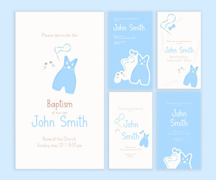 Blue Cute Baptism Invitation for Boys Instagram Stories Template 