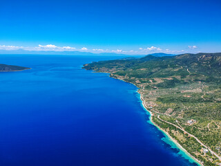 Fototapeta na wymiar Aerial panoramic view of Alonissos island located close to Agios Dimitrios beach in Greece