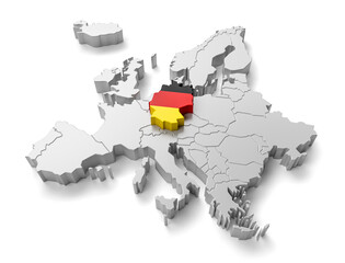 europe map with Germany country flag in 3d render