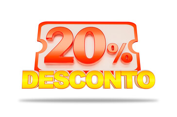 Selo 3D 20 por cento de desconto