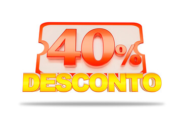 Selo 3D 40 por cento de desconto