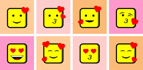 a collection of love emoticons in a box