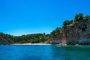 Amazing view of Spartines beach during boating in Alonissos island, Greece