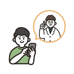 携帯を使用して医者に連絡する男性