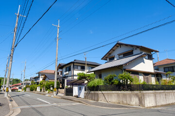 一戸建ての並ぶ住宅地　ベッドタウン　京都府木津川市