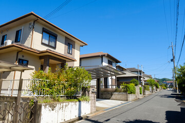 一戸建ての並ぶ住宅地　ベッドタウン　京都府木津川市