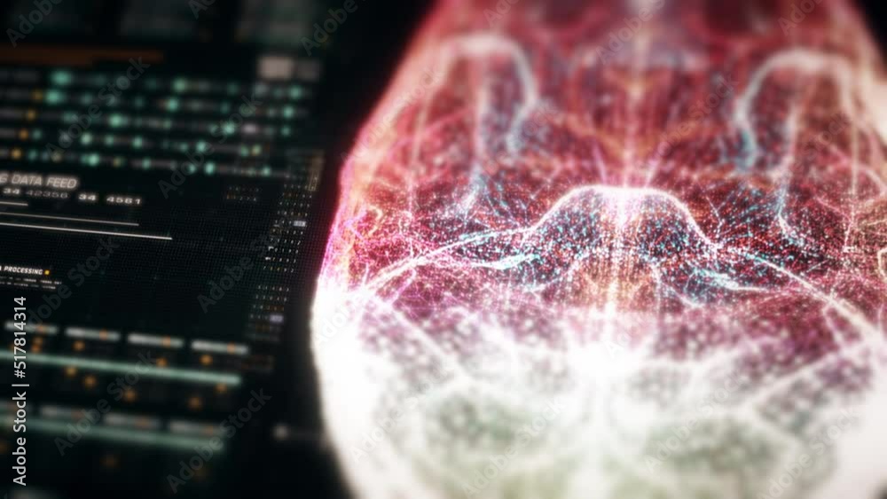 Poster Futuristic head up display of virtual holographic biomedical brain neuron pathology and diagnostic scan