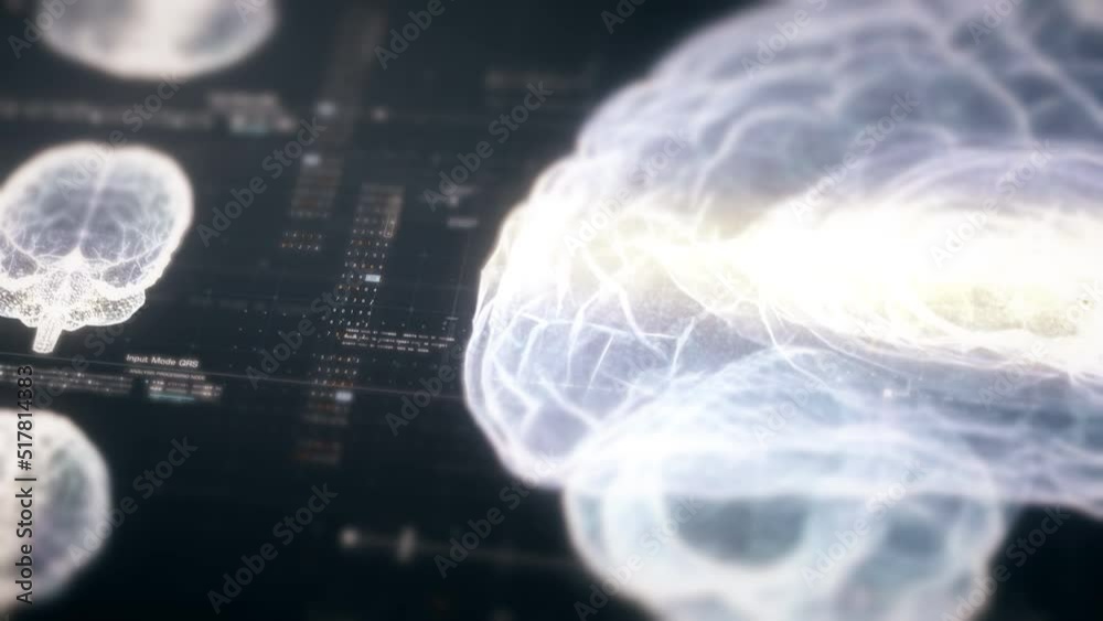 Aufkleber Futuristic head up display of virtual holographic biomedical brain neuron pathology and diagnostic scan