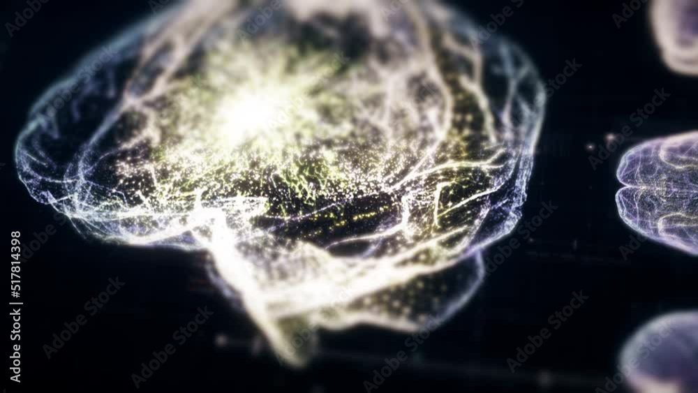 Poster futuristic head up display of virtual holographic biomedical brain neuron pathology and diagnostic s