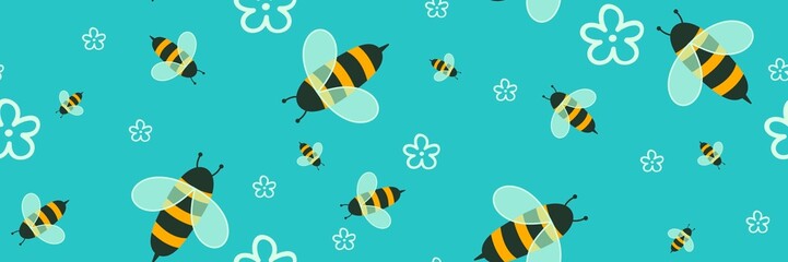 Kids seamless bee pattern for fabrics and packaging and gifts and cards and linens and wrapping paper