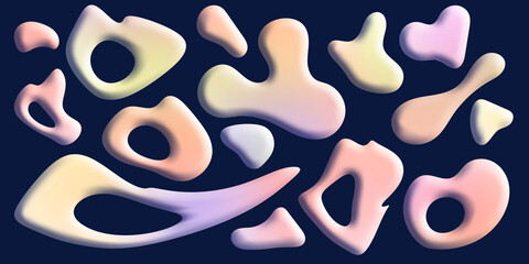 Set of abstract geometric shapes, multicolor elements on black background, vector design