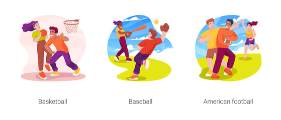 Common sport facilities isolated cartoon vector illustration set