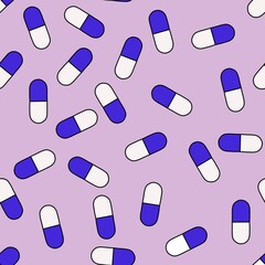 Medicine seamless pills pattern for kids and wrapping paper and clothes and packaging and fabrics