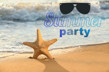 Advertisement banner for summer party with starfish