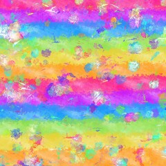 Neon, vibrant and intense rainbow painting decorated with chunky metallic foil confetti. Iridescent and blurred effect background. Magical visual effect. 