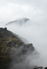 Mountain with clouds fog in marins