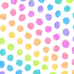Hand drawing big dots. Rainbow confetti rainbow. Pastel party pattern.