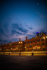 Naklejka premium night view of the town country