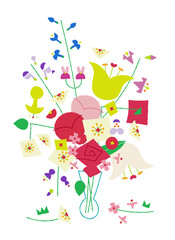 Flemish Flower Painting - white Vector Art