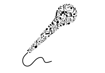 microphone shape of musical notes.karaoke logo.singer logo