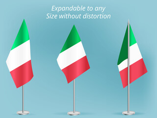 Flag of Italy with silver pole.Set of Italy's national flag