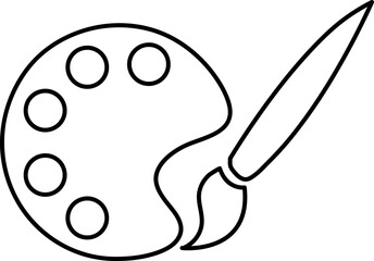 Painter palette and paint brush icon vector line art.eps