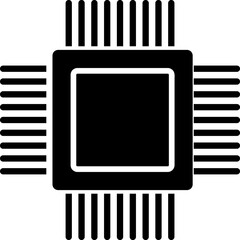 PC hardware processor symbol sign silhouette icon on background.eps