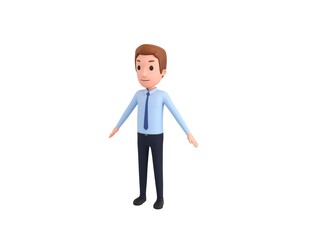 Businessman character standing in T-Pose in 3d rendering.
