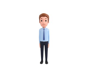 Businessman character standing and looking to the front in 3d rendering.