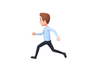 Fototapeta na wymiar Businessman character running to the left side in 3d rendering.