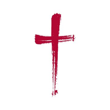 Grunge style christian cross for Ash Wednesday web banner or social graphic. The first day of Lent is a holy day of prayer and fasting.