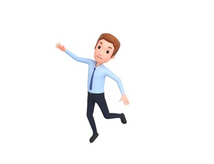 Businessman character floating in the air in 3d rendering.