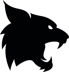 Silhouette of Head Wild Cat Roaring