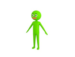 Green Man character standing in T-Pose in 3d rendering.