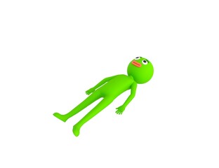 Naklejka premium Green Man character lying on floor in 3d rendering.