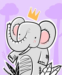 elephant with heart and crown